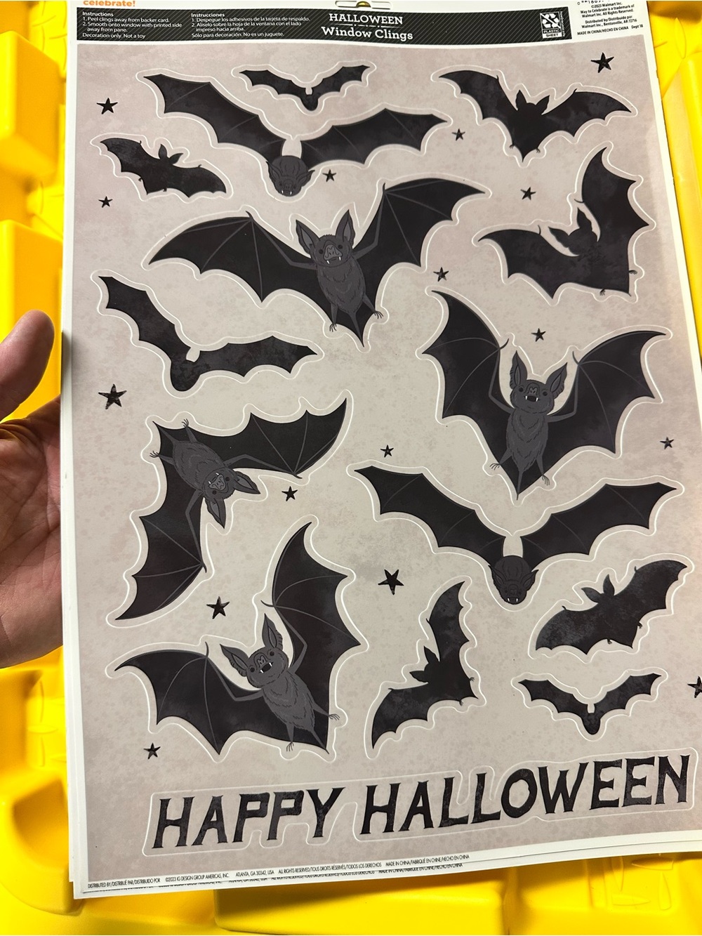 Way to Celebrate Halloween Window Clings Happy Halloween Bats